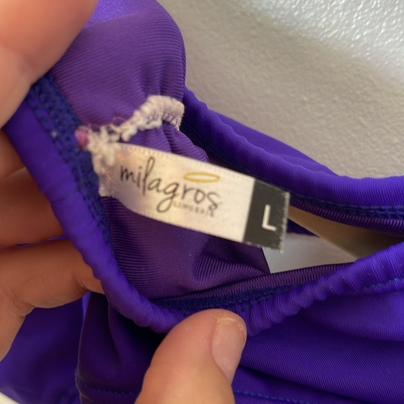 Milagros Lingerie | Colorful Patterned Bikini Top and Purple Bottom Size Large - Picture 7 of 7